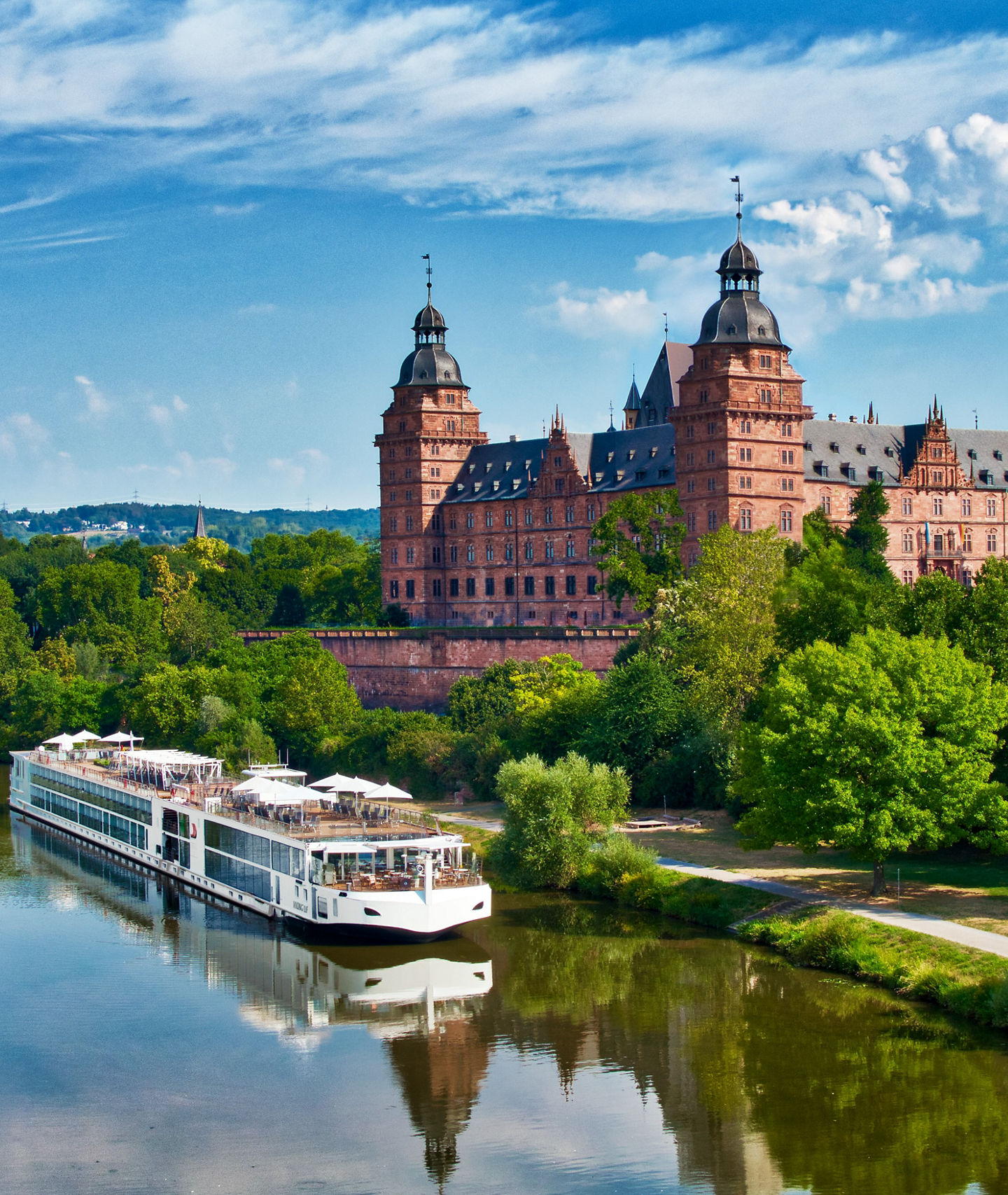 River cruise near historic castle scenery