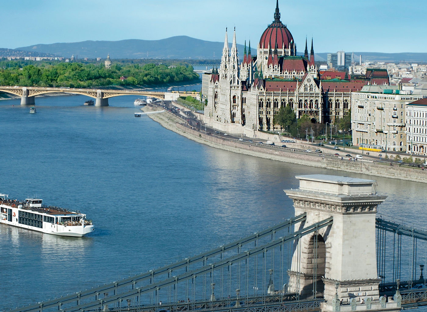 Scenic view of Budapest with Parliament and Danube