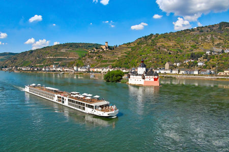 Scenic river cruise through lush landscapes