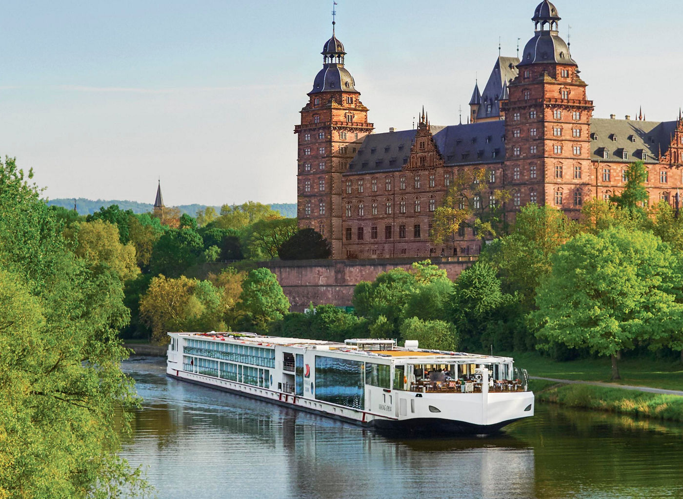 Scenic river cruise near historic castle