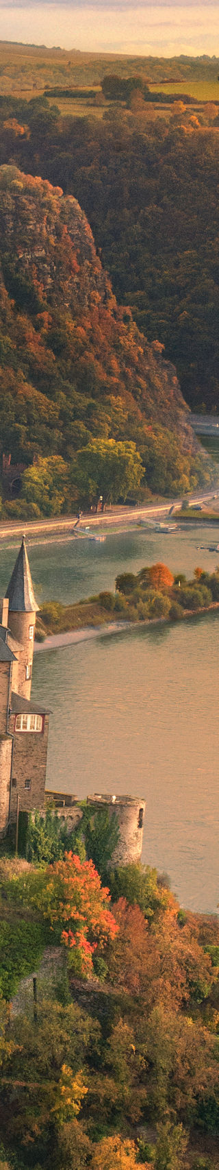 Historic castle overlooking scenic river bend