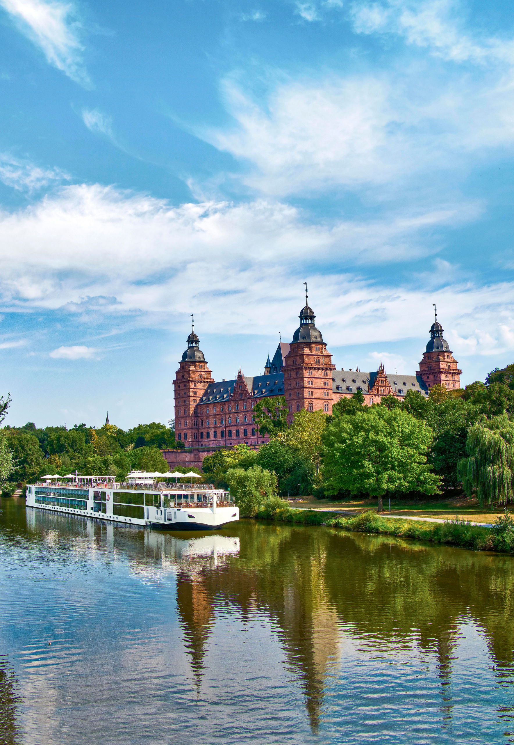 Scenic river cruise near historic castle