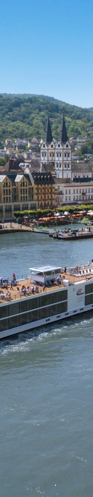 Luxury river cruise ship on scenic Rhine