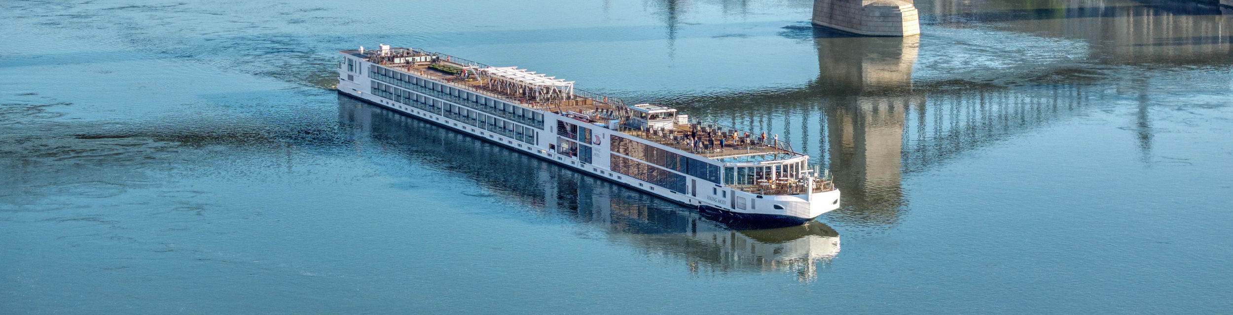 River cruise ship in Budapest cityscape