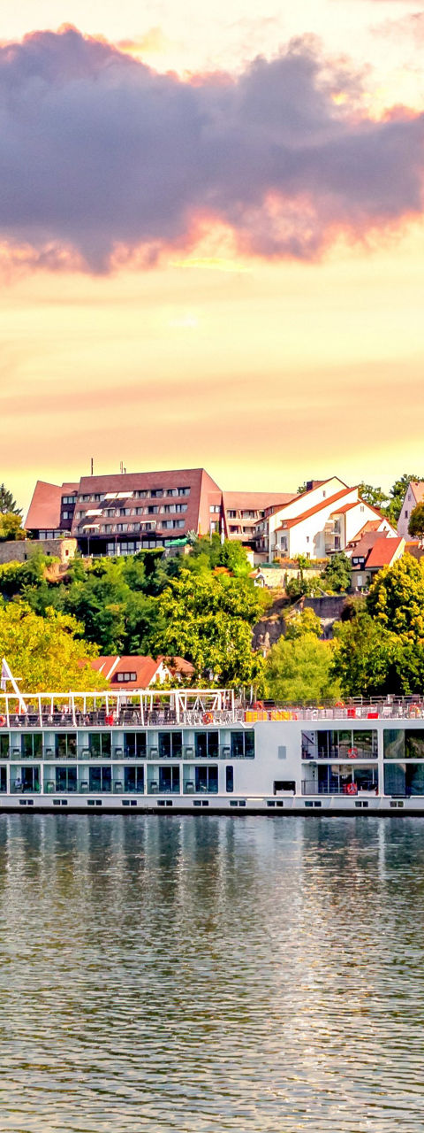 Scenic river cruise at sunset
