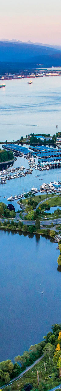 Aerial view of Vancouver cityscape and park