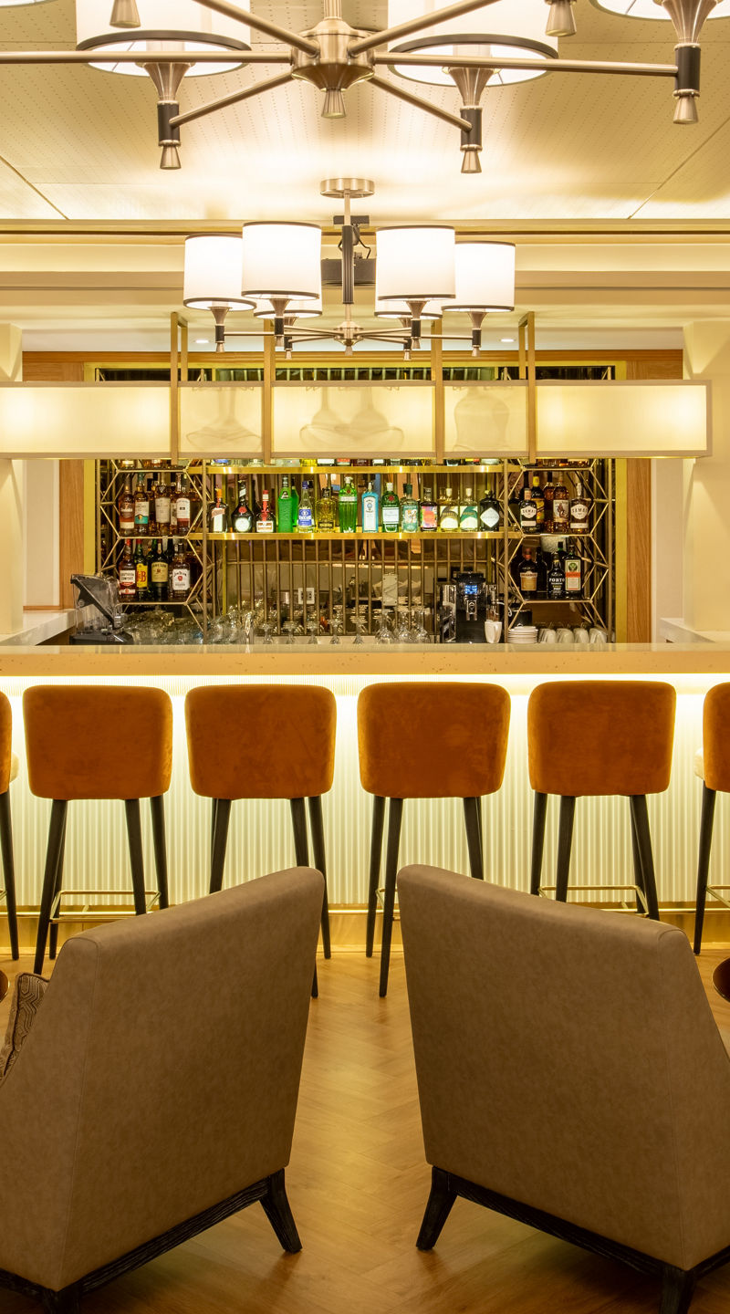 Elegant lounge bar with modern seating