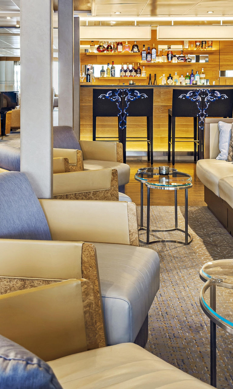 Modern lounge bar with plush seating
