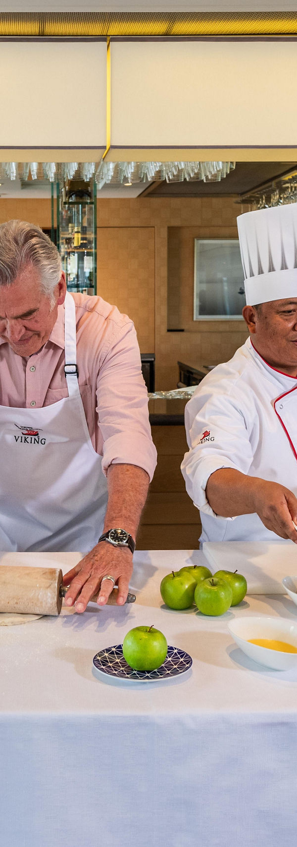 Cooking class with chefs and ingredients
