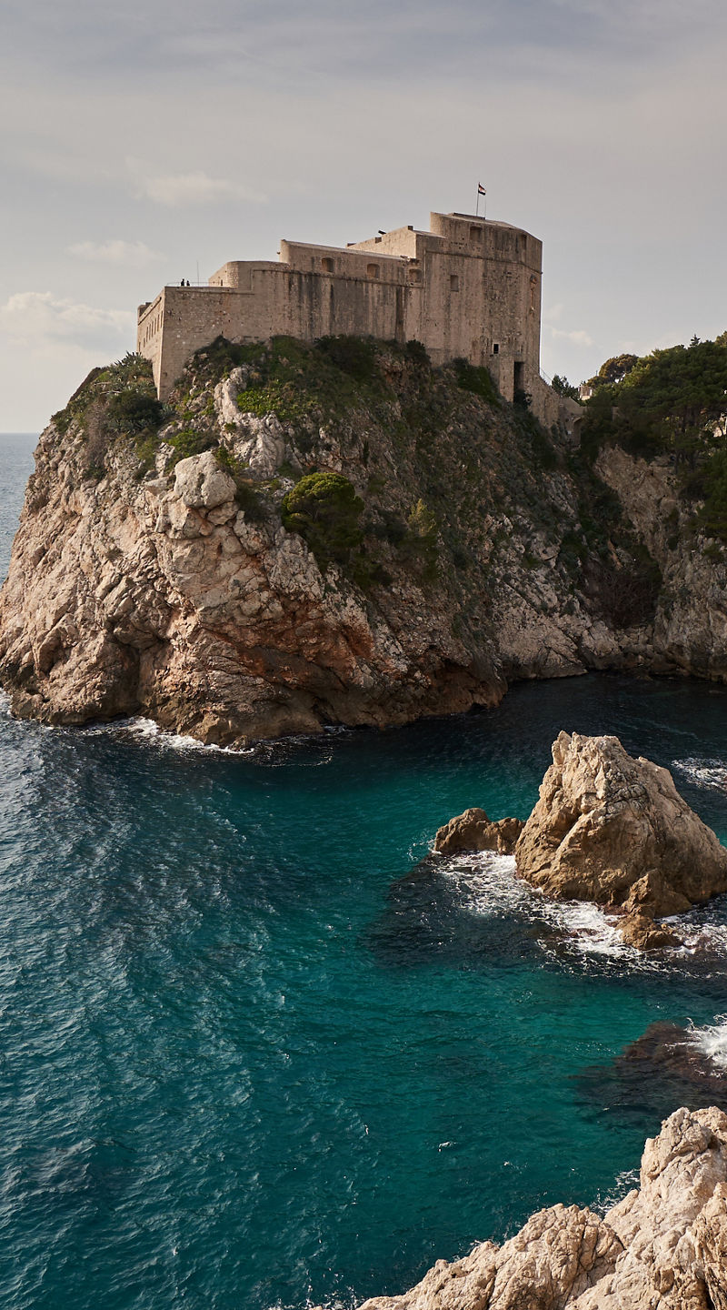 Scenic coastal fortress in Dubrovnik, Croatia