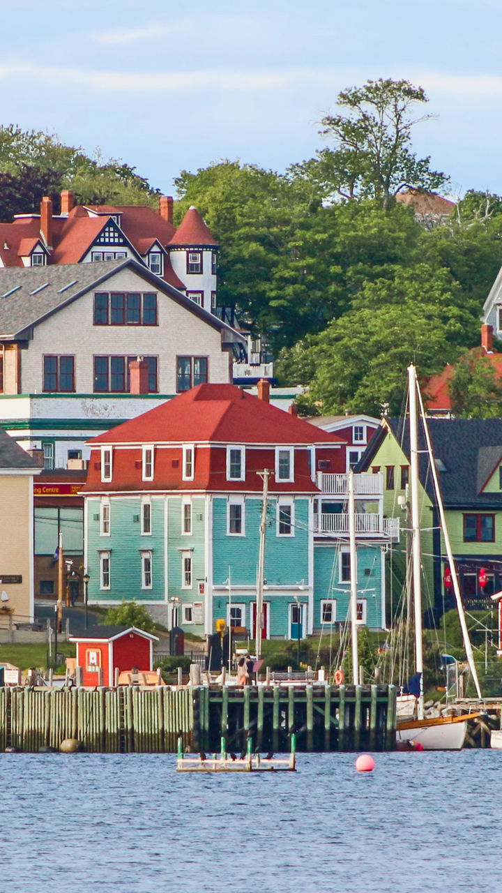 Colorful coastal town with vibrant houses