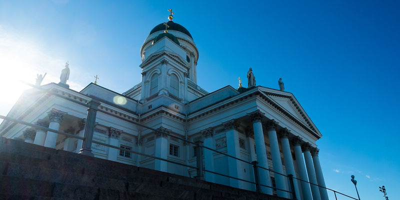 Helsinki Cathedral under clear blue sky