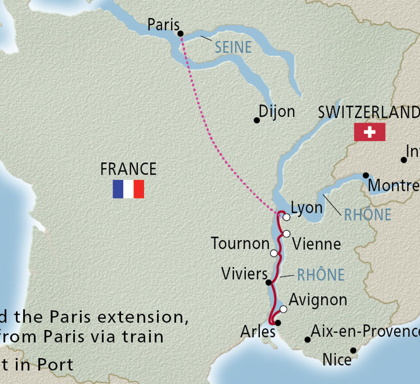 Map of Lyon & Provence itinerary