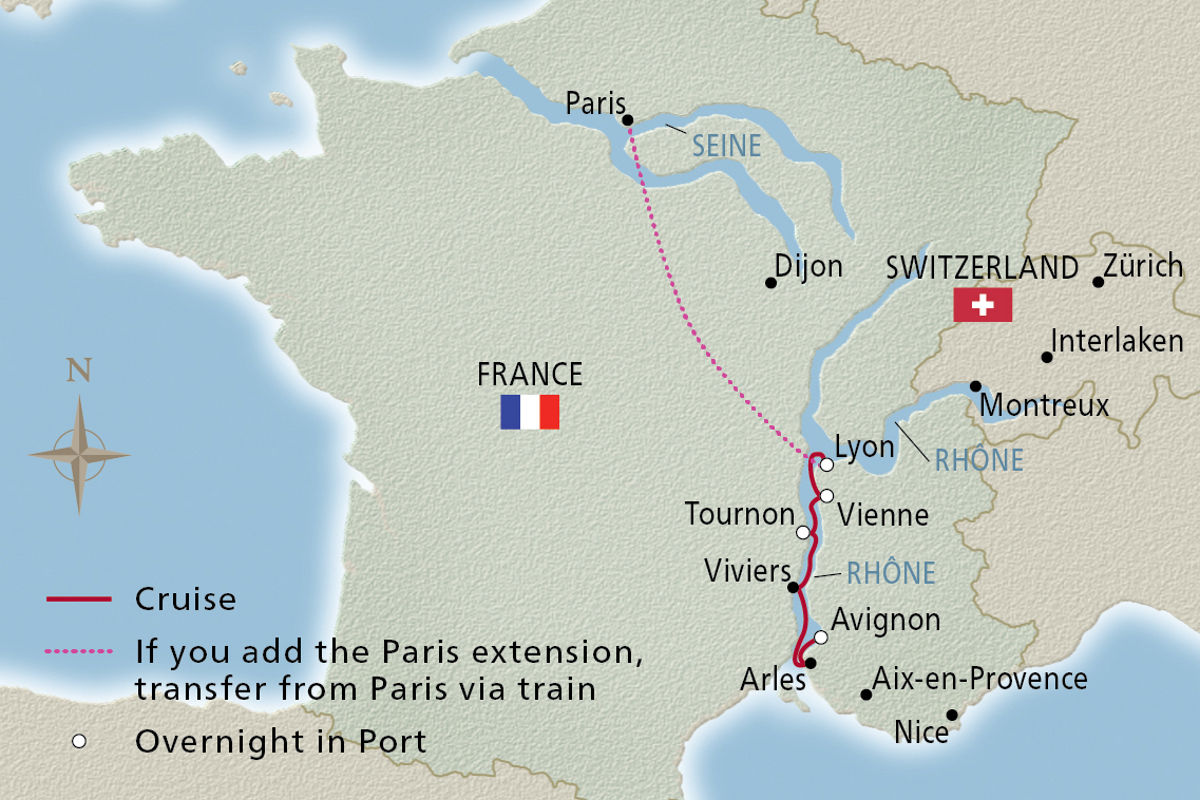 Lyon & Provence – route map