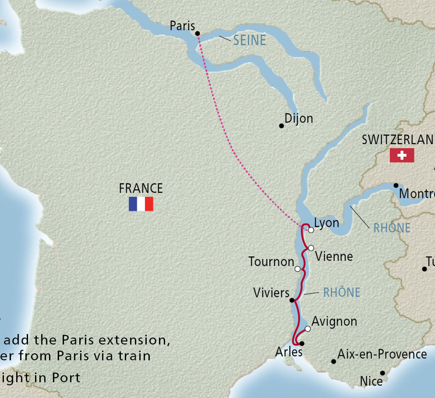 Map of Lyon & Provence itinerary