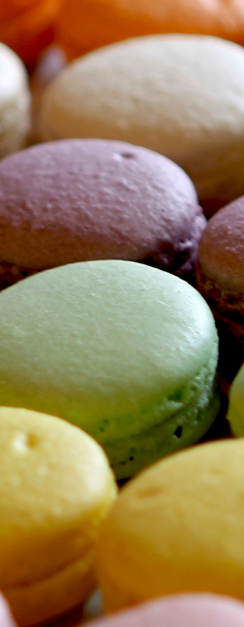 Colorful assortment of French macarons