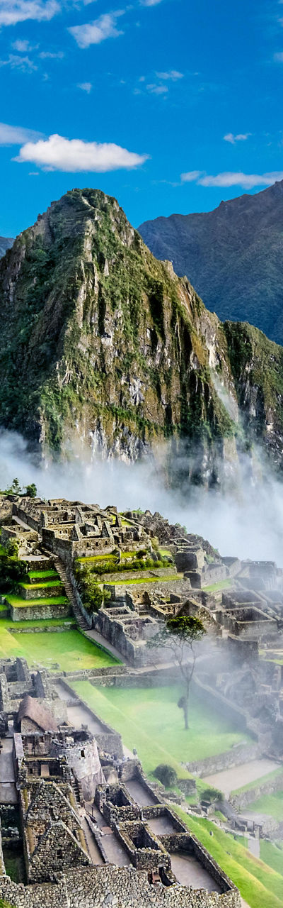 Machu Picchu ruins with mountain backdrop