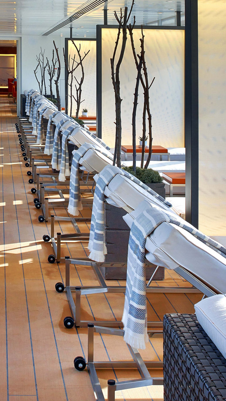 Modern spa lounge with reclining chairs
