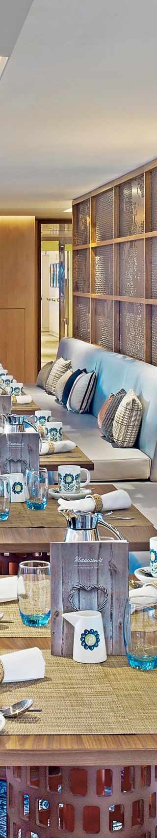 Elegant restaurant interior with table settings