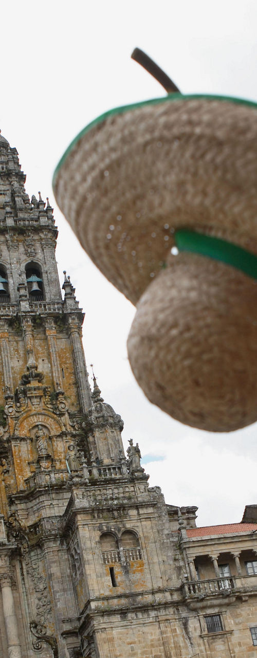 Pilgrim at Santiago de Compostela Cathedral