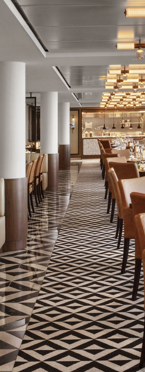 Elegant Restaurant Interior with Modern Lighting