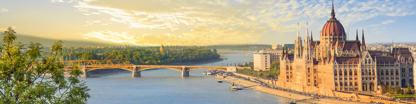 Scenic view of Budapest Parliament at sunrise