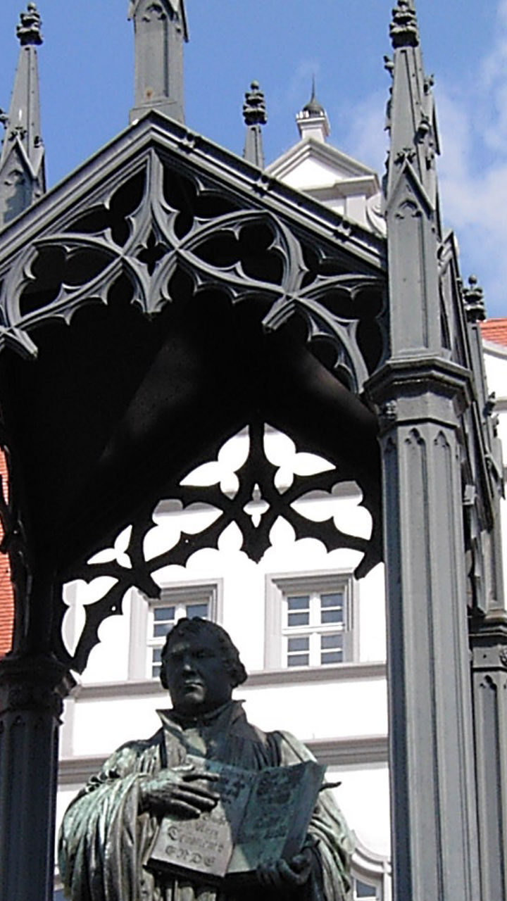 Historic statue in European town square