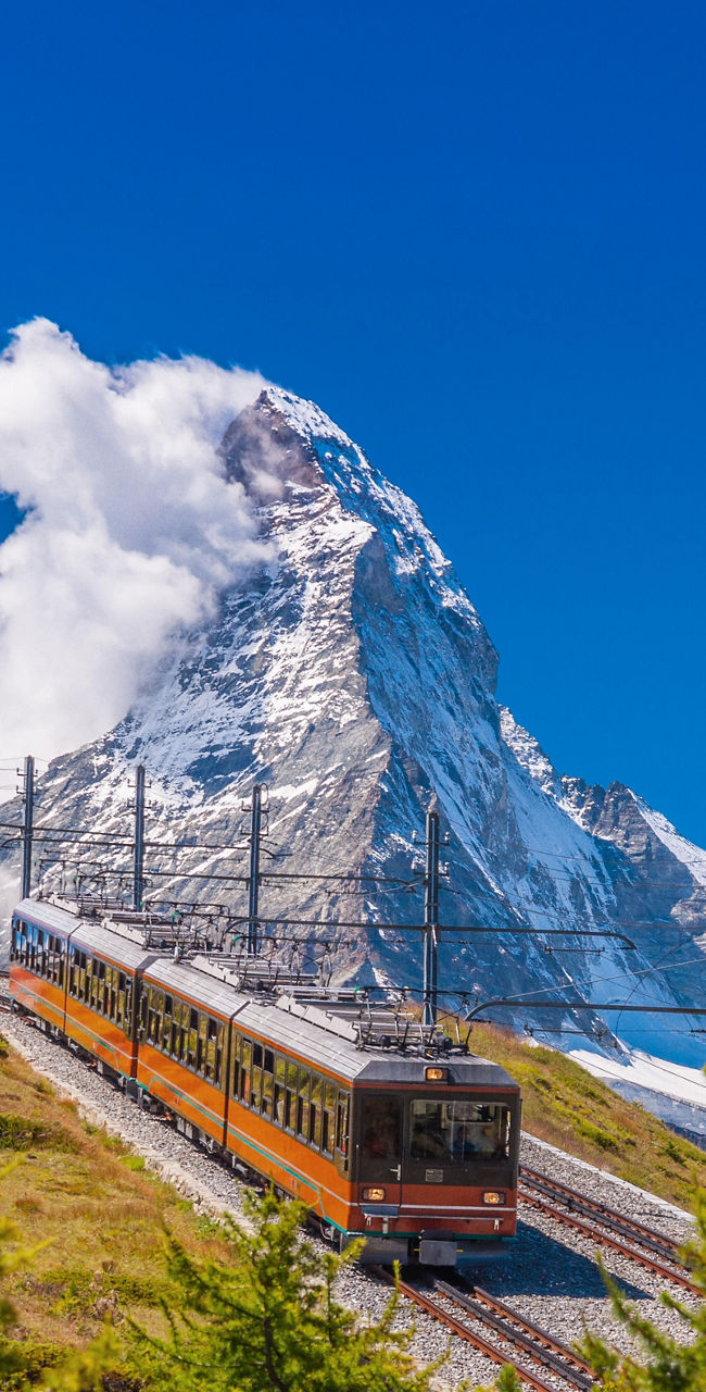 Mountain train with Matterhorn backdrop