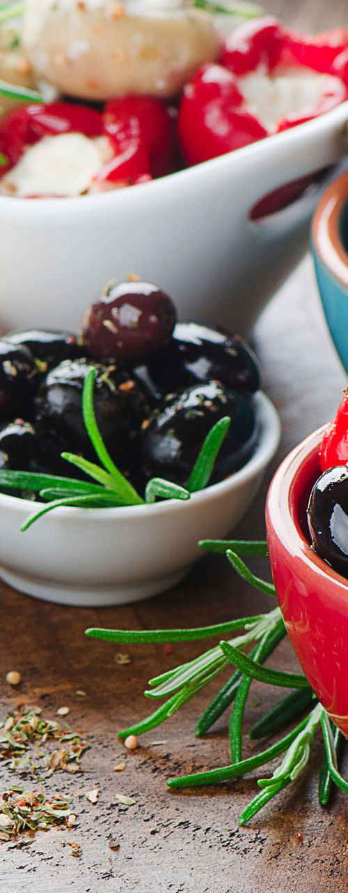 Mediterranean appetizers with olives and vegetables