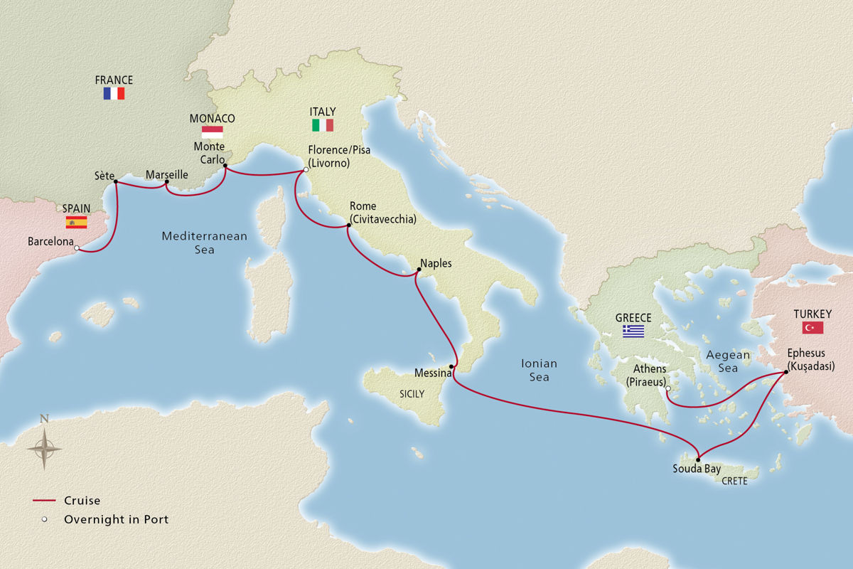 Mediterranean Antiquities – route map