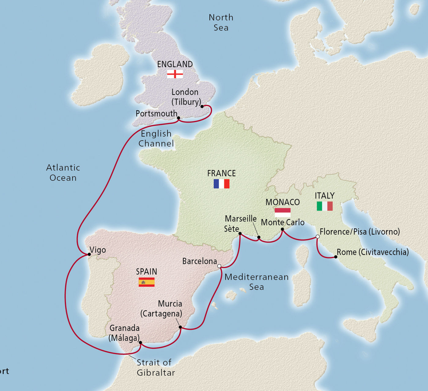 Map of Mediterranean Discoveries itinerary