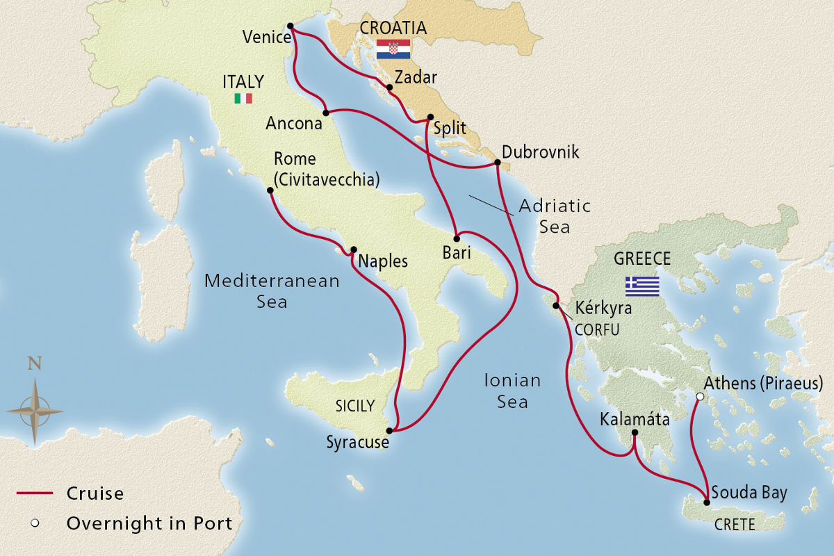 Mediterranean & Adriatic Odyssey – route map