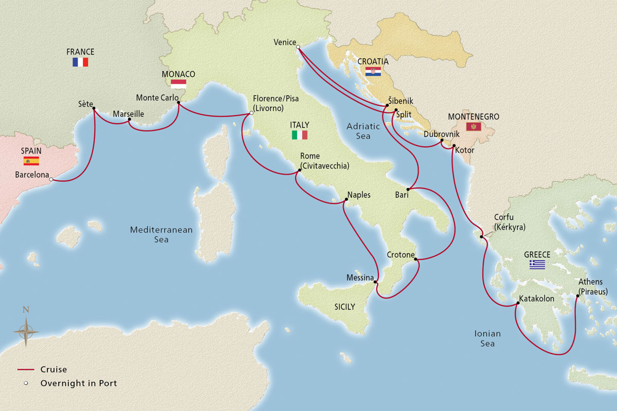 Mediterranean & Adriatic Sojourn – route map