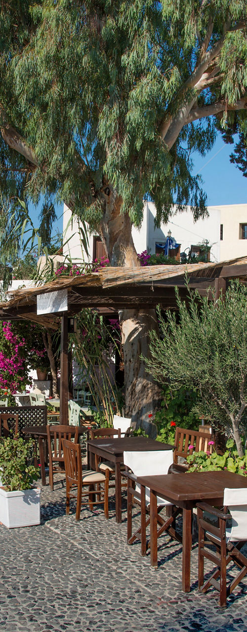 Charming outdoor café in sunny village square
