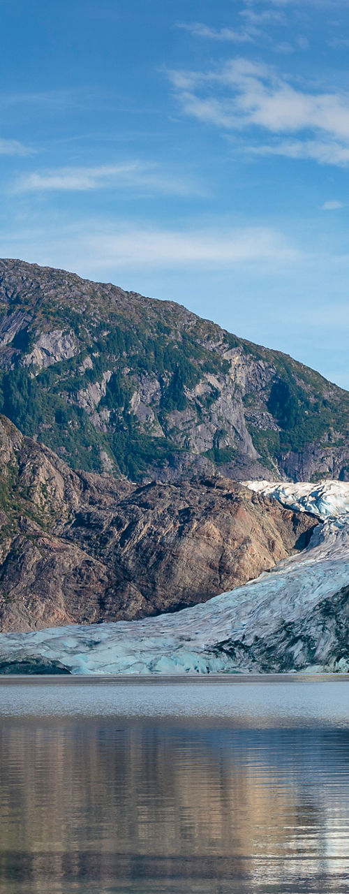 Scenic view of glacier and mountains
