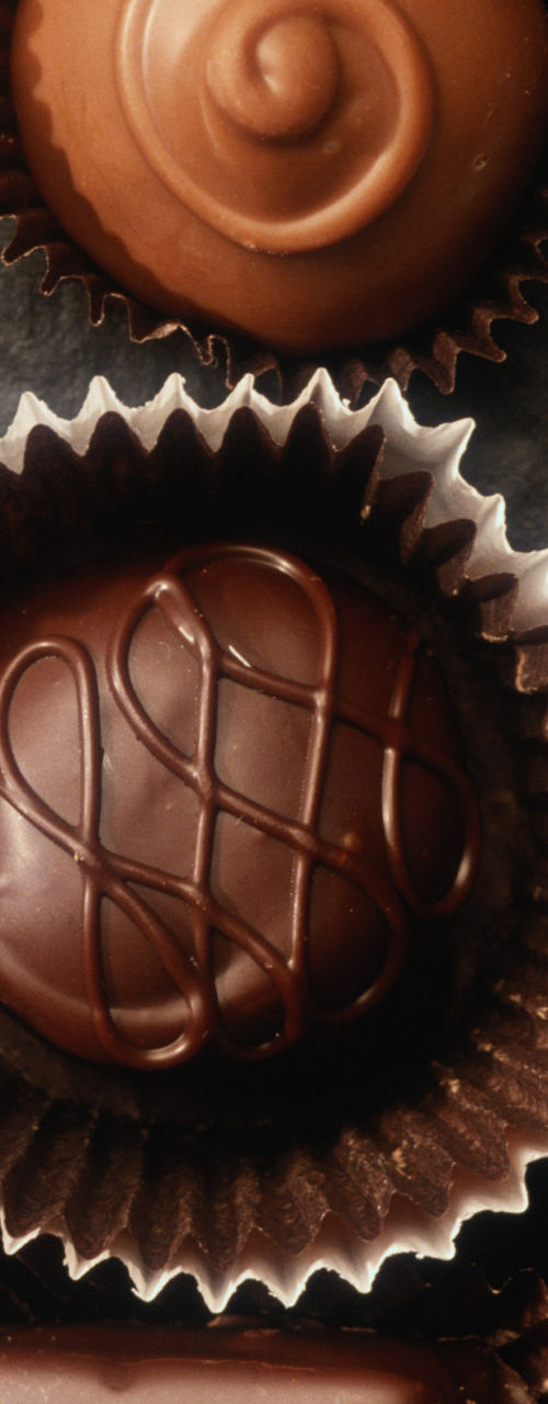 Assorted gourmet chocolate candies in wrappers