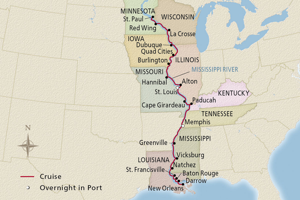 Mississippi River Odyssey – route map