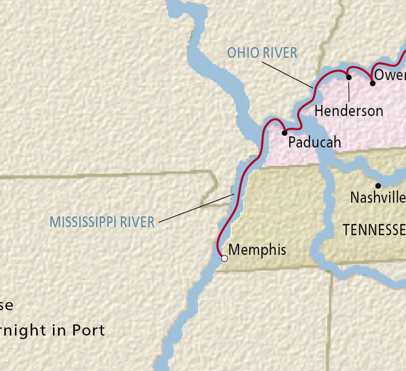 Map of Mississippi & Ohio River Explorer itinerary