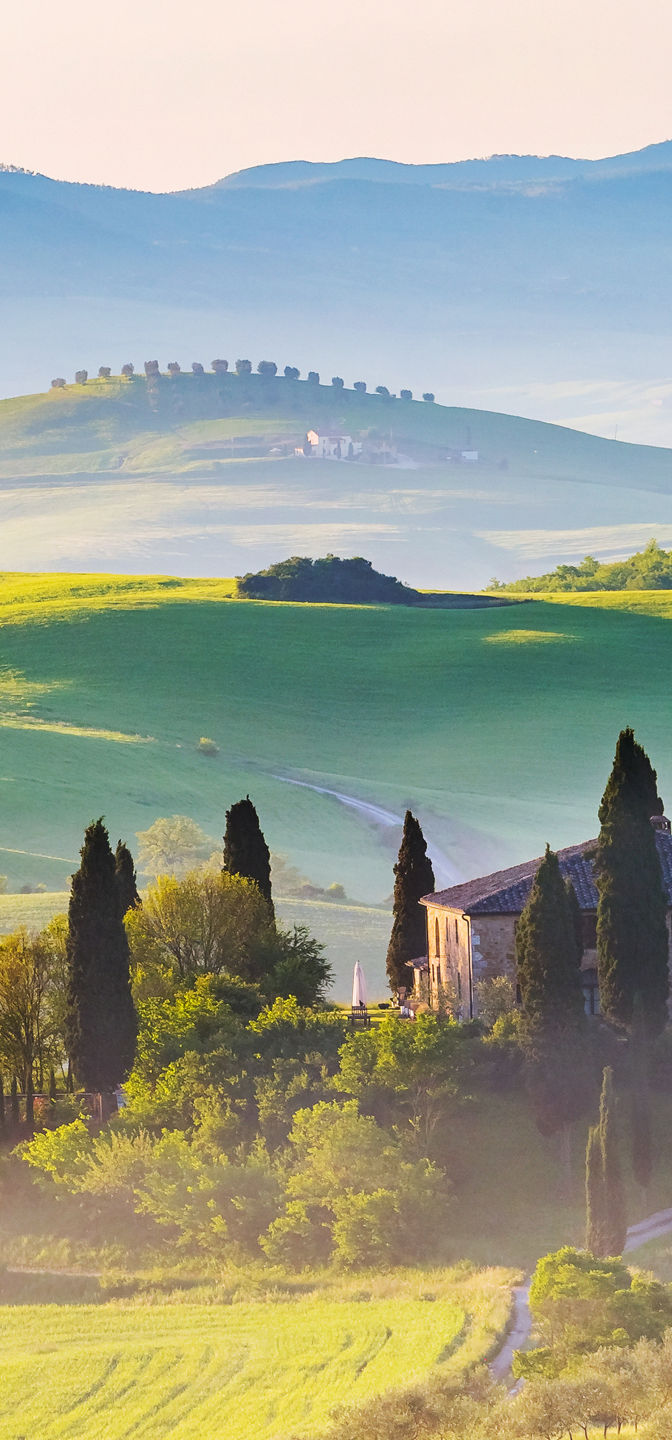 Scenic Tuscan countryside with rolling hills