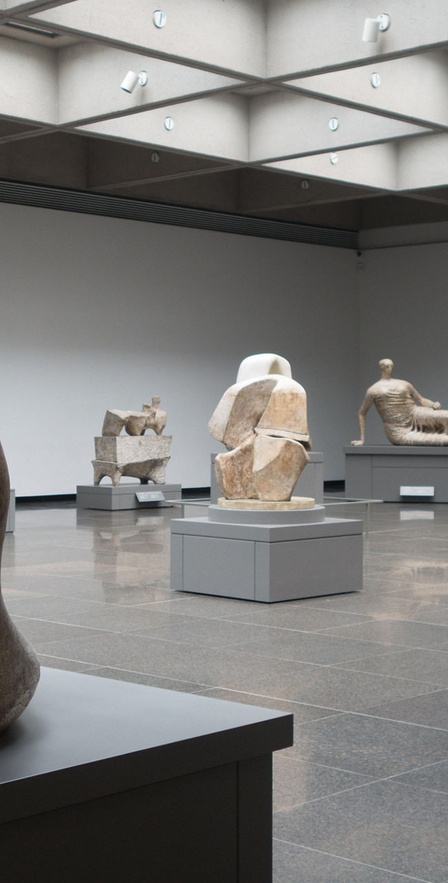 Modern sculpture gallery with abstract art