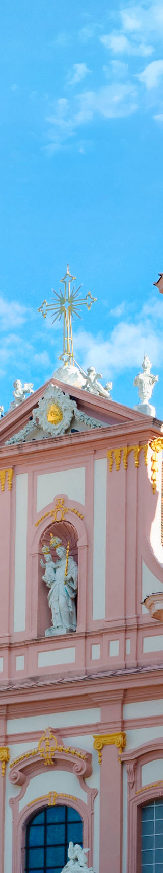 Pink Baroque Church with Twin Towers