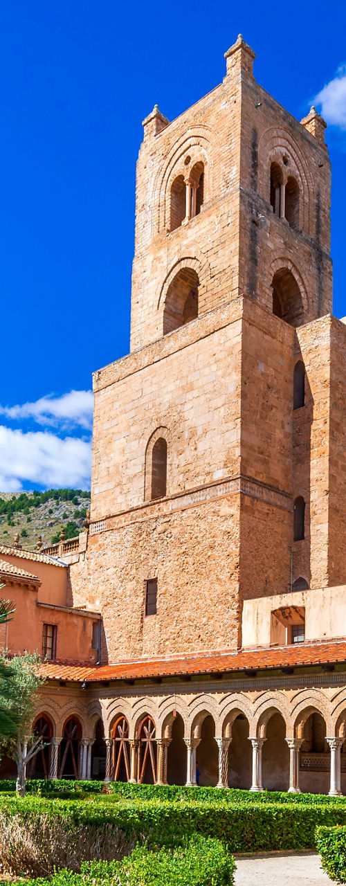 Historic Monreale Cathedral Courtyard View