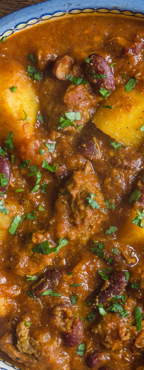Hearty stew with potatoes and beans
