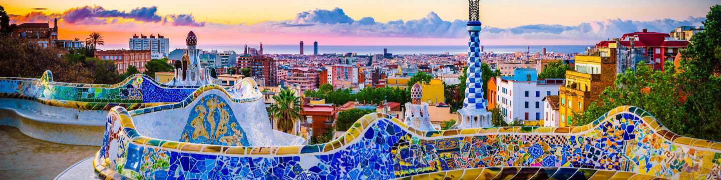Colorful view of Park Güell in Barcelona