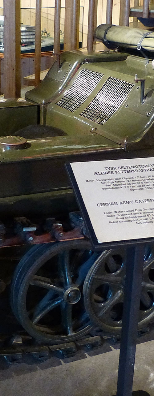 Vintage military tracked motorcycle in museum