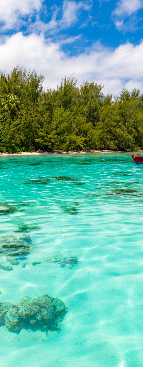 Sailboat on turquoise tropical waters