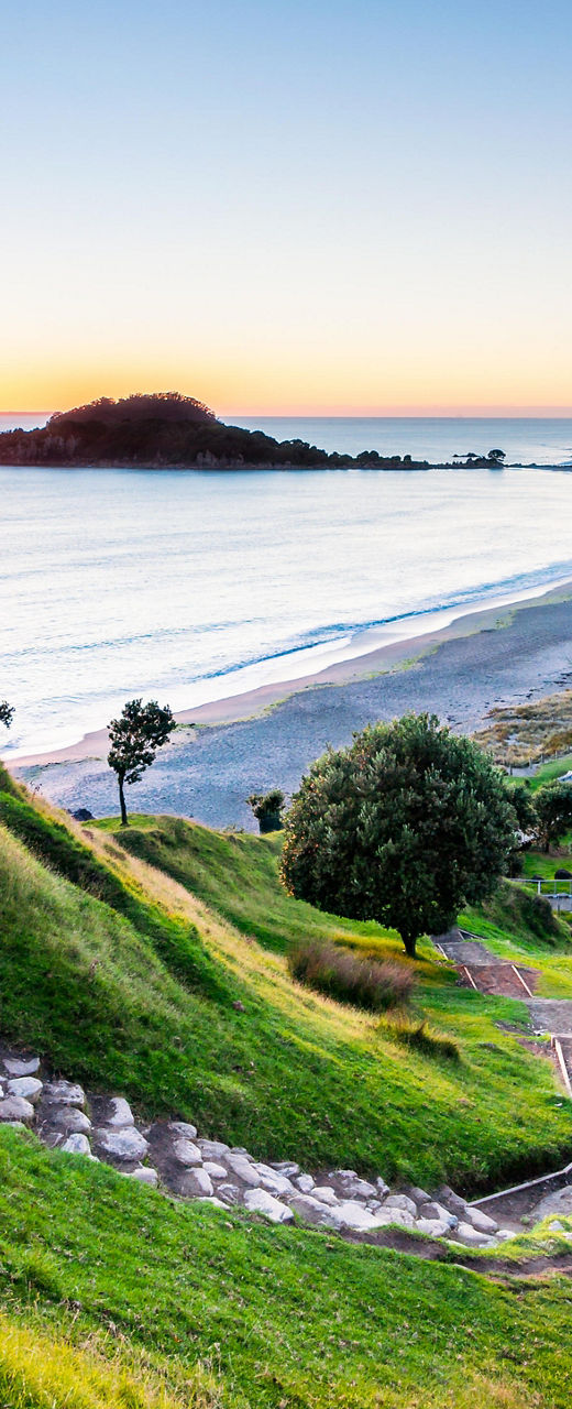 Scenic coastal view at sunrise