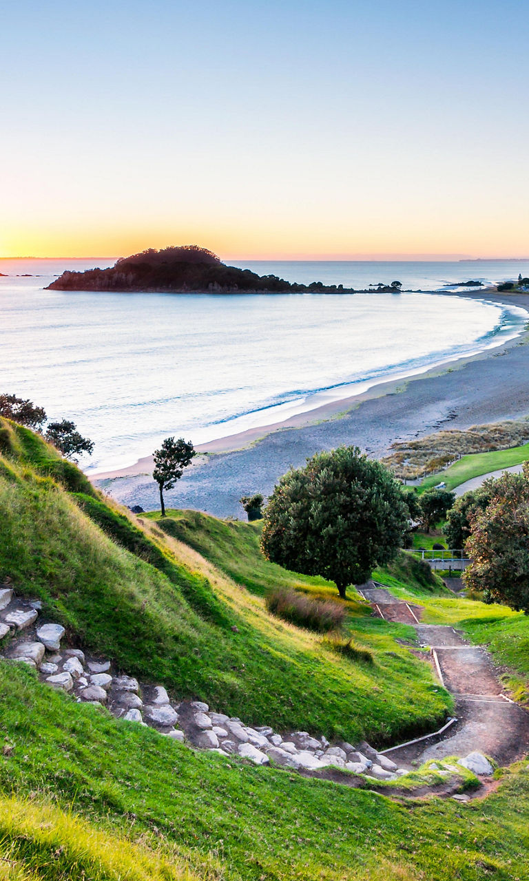 Scenic coastal view at sunrise