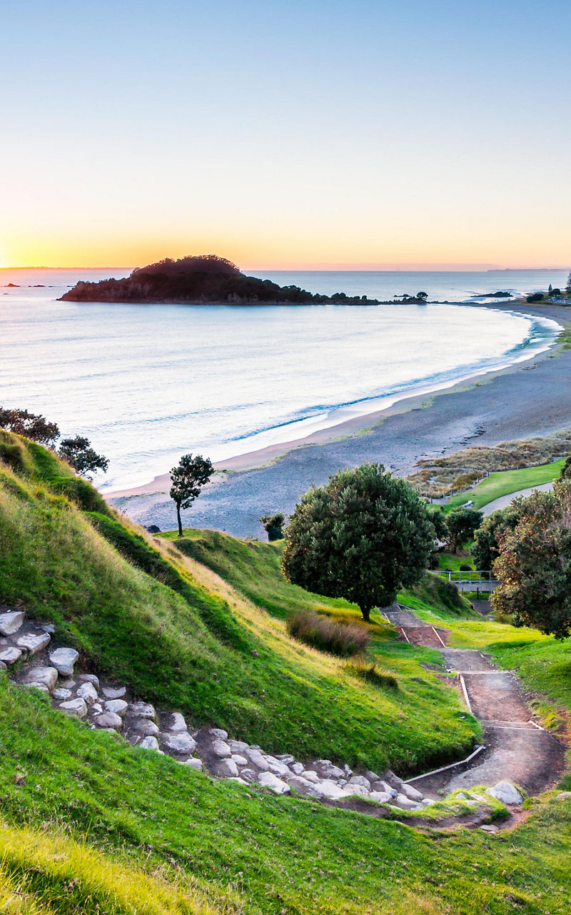 Scenic coastal view at sunrise