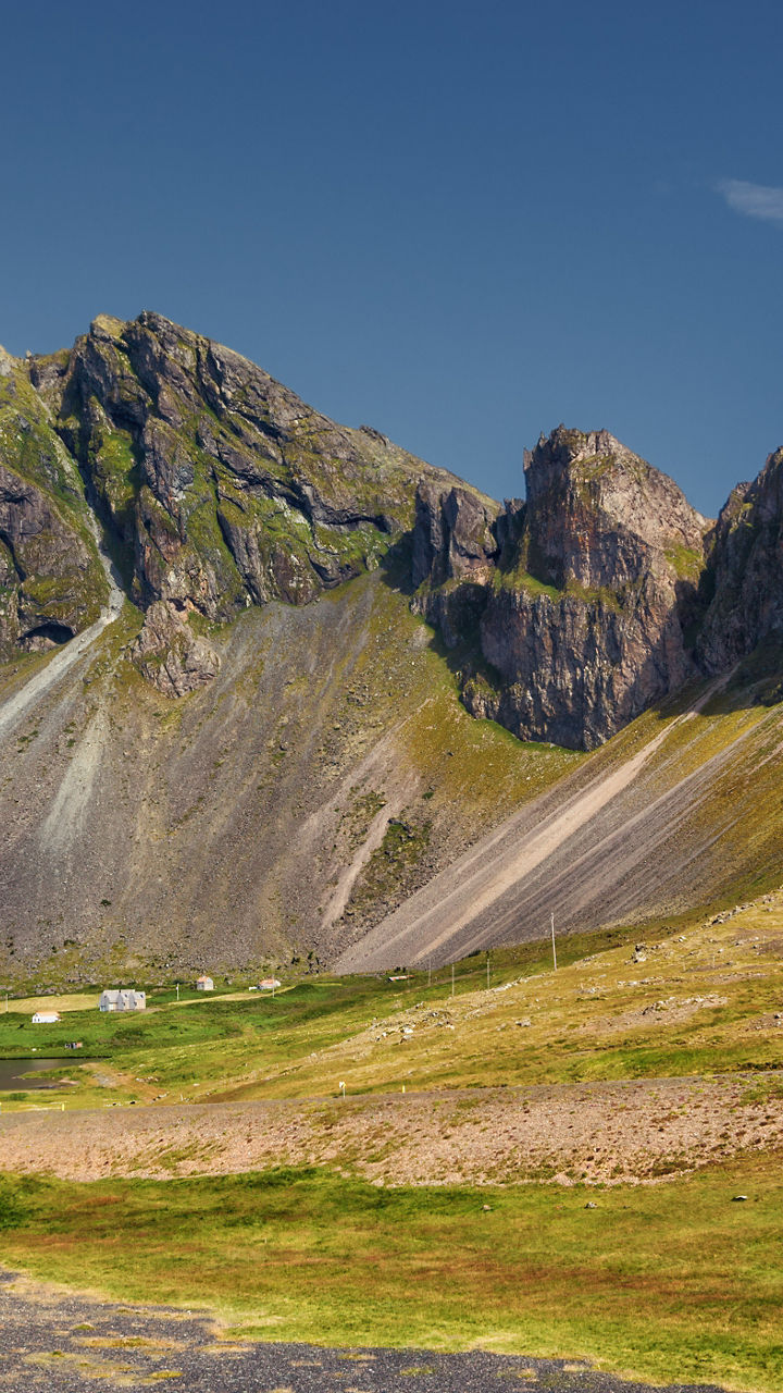 Majestic mountain peaks under clear skies